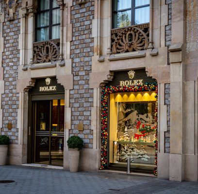 Rolex Store decorated for Christmas
